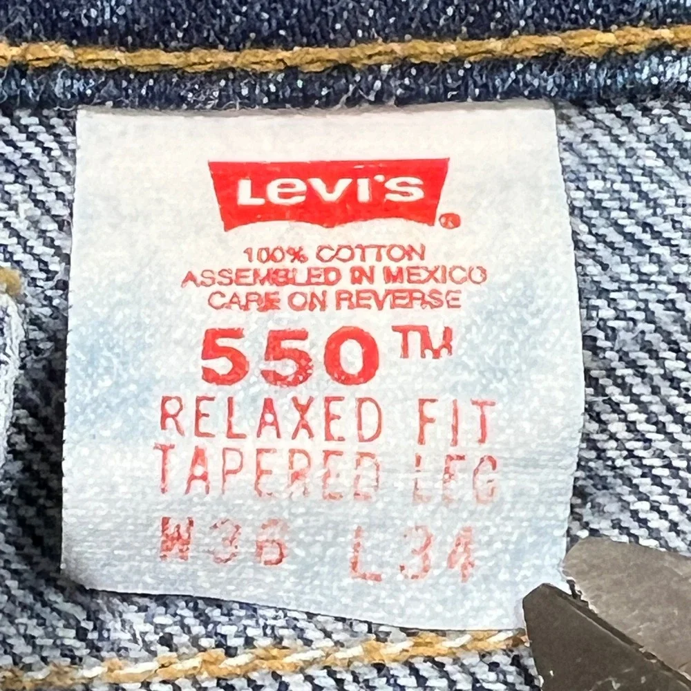 Vintage 90's Levis 550 Orange Tab Relaxed Fit Tapered Jeans 36x34 Medium Wash